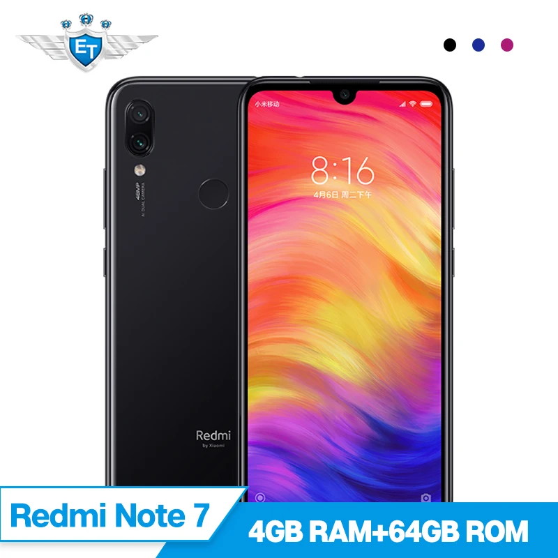 Xiaomi Redmi Note 7 4 ГБ ОЗУ 64 Гб ПЗУ мобильный телефон Snapdragon 660 Octa Core 48MP + 5MP камера 4000 мАч 6 3