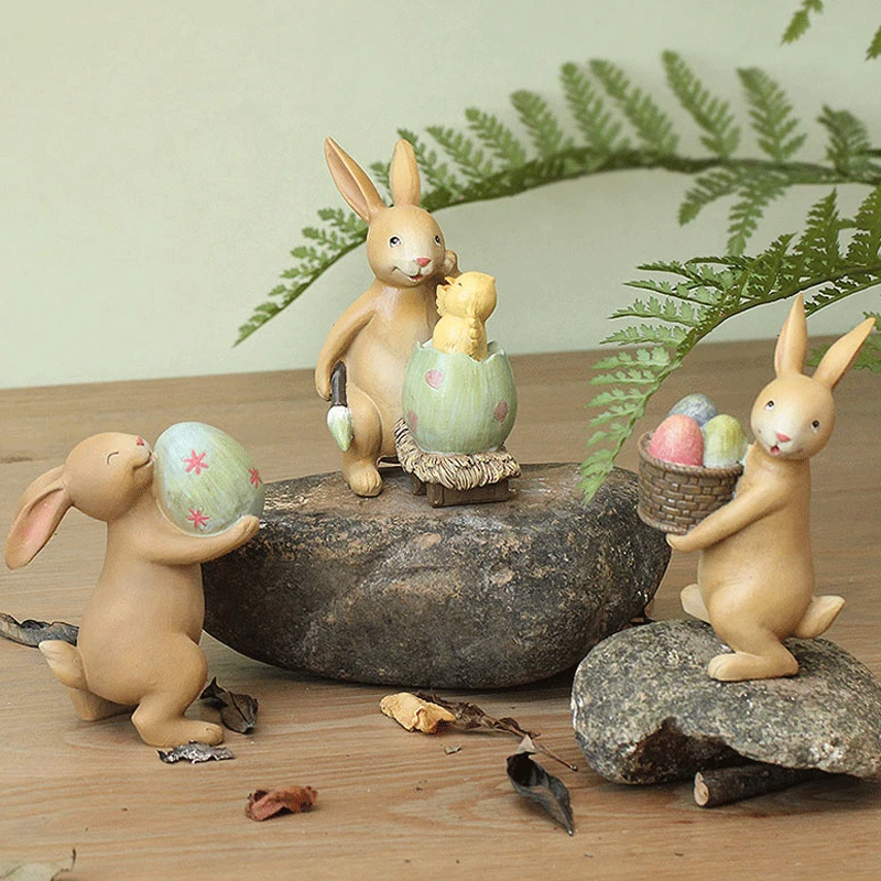 Милый мультяшный кролик из смолы украшение для дома креативное маленькое