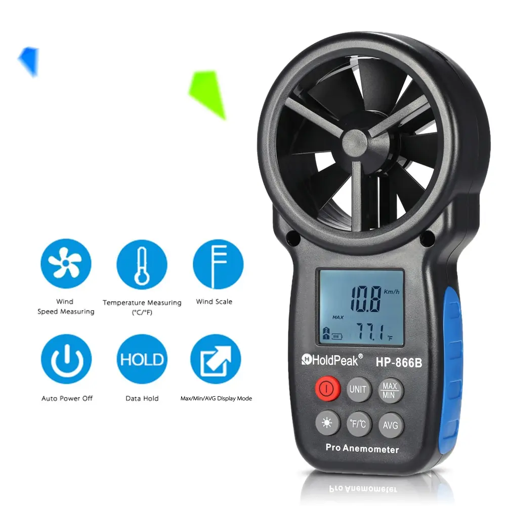 HoldPeak HP 866B мини ЖК дисплей цифровой анемометр термометр anemometro ветер Скорость