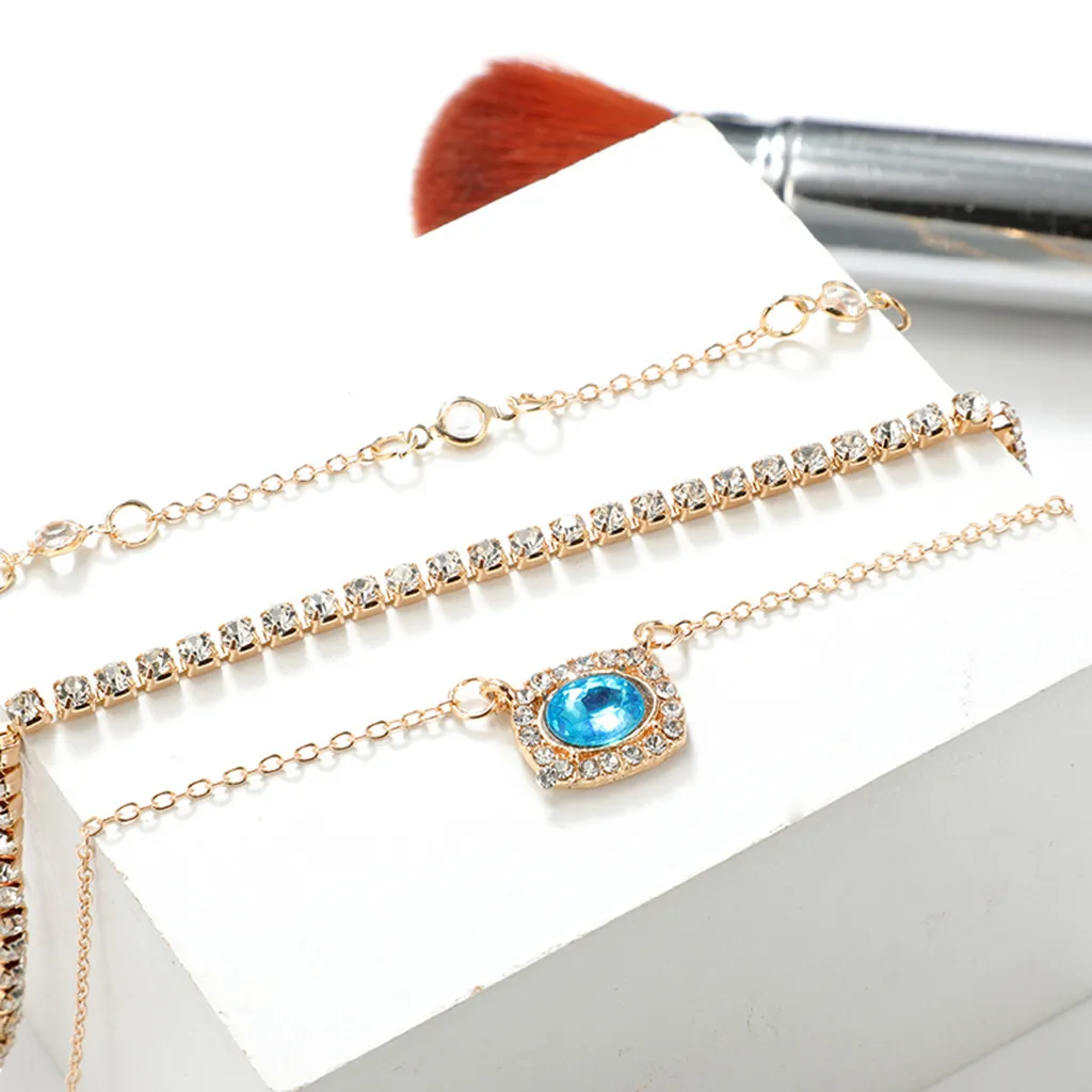 Ожерелье женское золотая цепочка ожерелье с кристаллами для женщин длинное