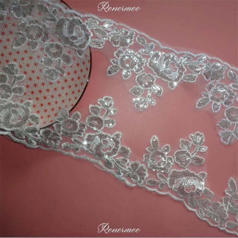 Изысканный 1 м белый/цвет слоновой кости цветок с блестками венецианская