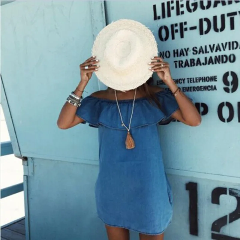 Женские джинсы с вырезом лодочкой Faroonee Летние повседневные топы рукавами