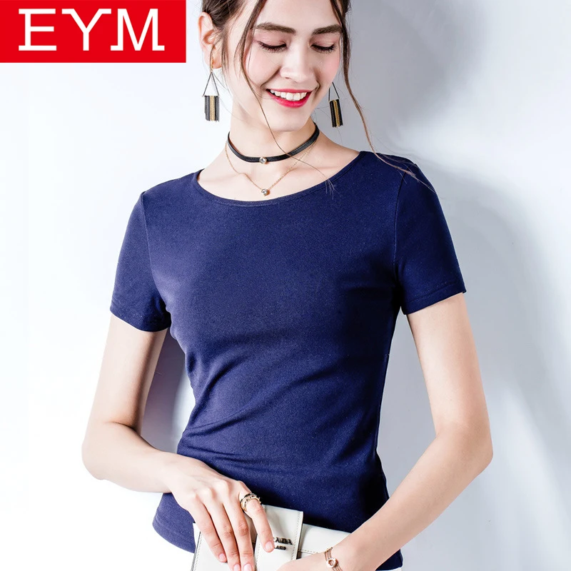 EYM 2019 Лето Новые Модные женские топы с круглым вырезом коротким рукавом Футболка