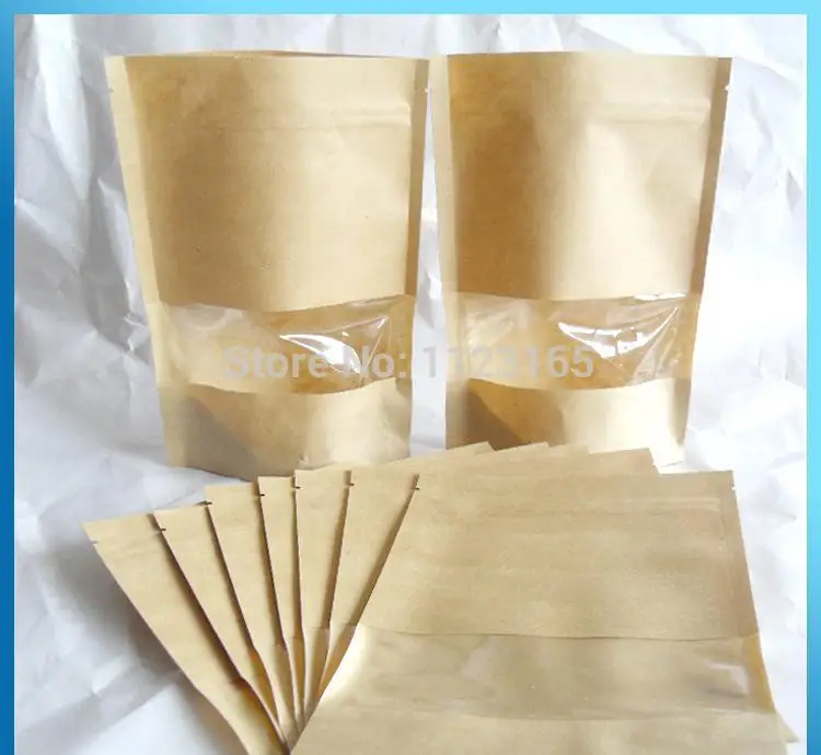 

Мешочек с застежкой-молнией, 14X20 см, 1000 шт., с прозрачным окном, закрывающийся пакет из крафт-бумаги, самозапечатывающаяся упаковка