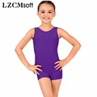 Детские танцевальные трусики для девочек LZCMsoft, танцевальные трусики из спандекса для гимнастики, шорты для мальчиков, велосипедная одежда, фиолетовая фотография