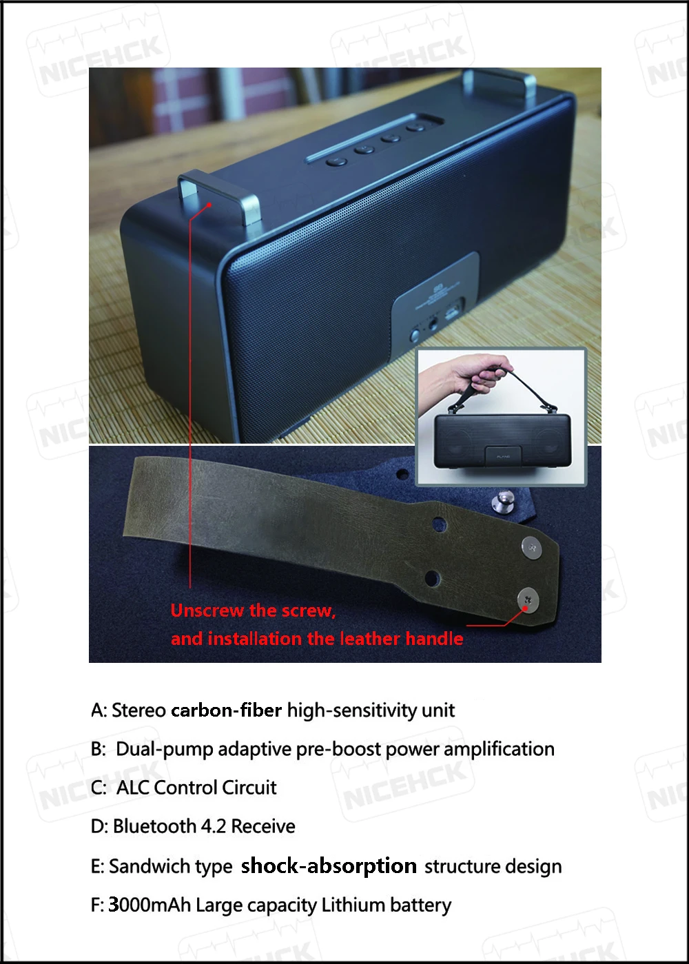 Flang S8 беспроводной Bluetooth динамик портативный стерео HIFI динамик звуковая система 3D стерео музыка объемная Поддержка Bluetooth 4,2