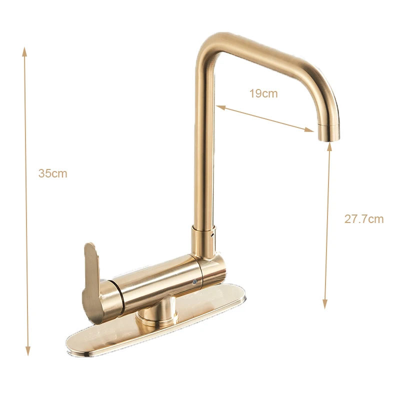 Brushed Gold /Black Kitchen Faucet Deck Kitchen Sinks Faucet High Arch 360 Degree Swivel Cold Hot Mixer Water Tap
