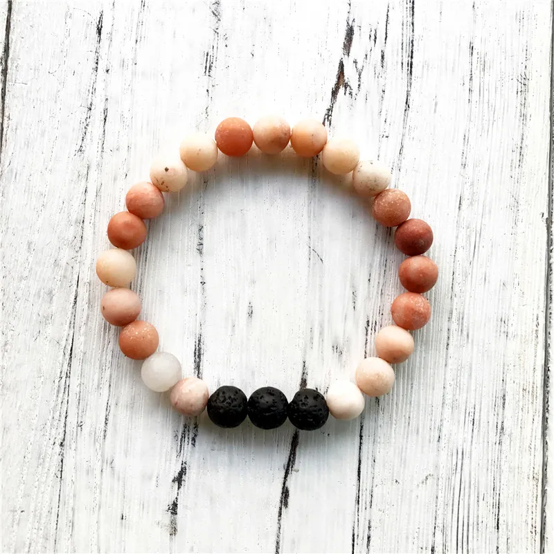 2pc Set!!!2019 Summer new style Jewelry 6MM/8MM Matte Pink Aventurine Lava Stone Bracelet Yoga Mala Beads | Украшения и
