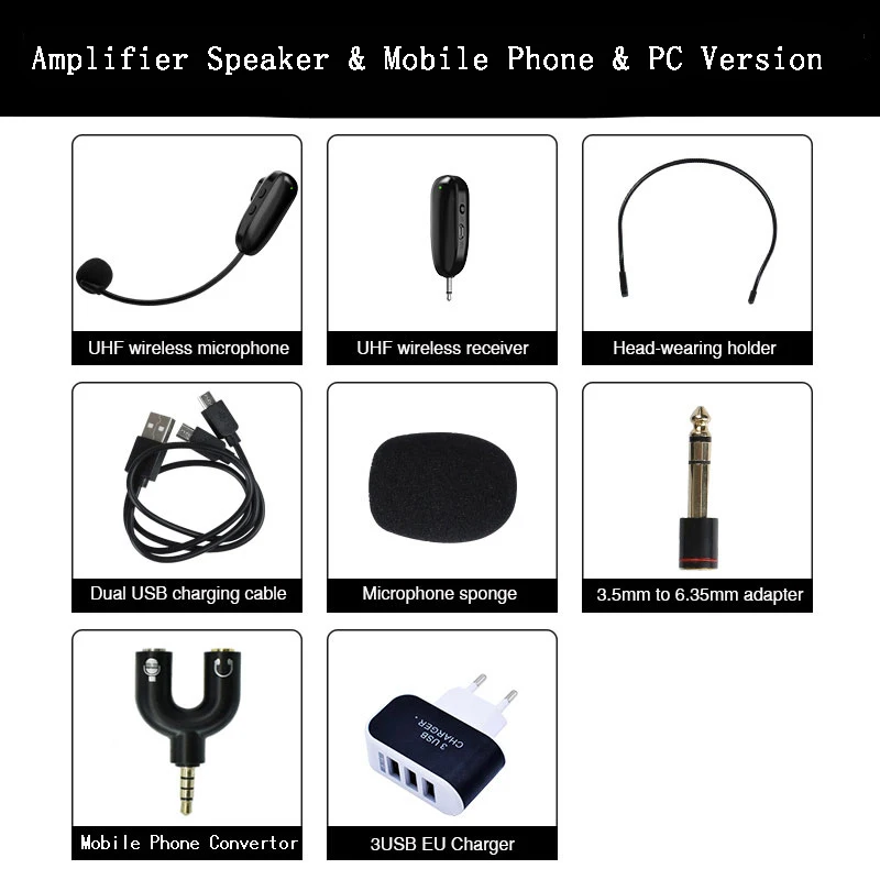 Mobile Phone charger Микрофон профессиональный УВЧ беспроводной микрофон гарнитура система петличный нагрудный микрофон приемник передатчик для мобильного телефона рекордер - Цвет: Mobile Phone charger