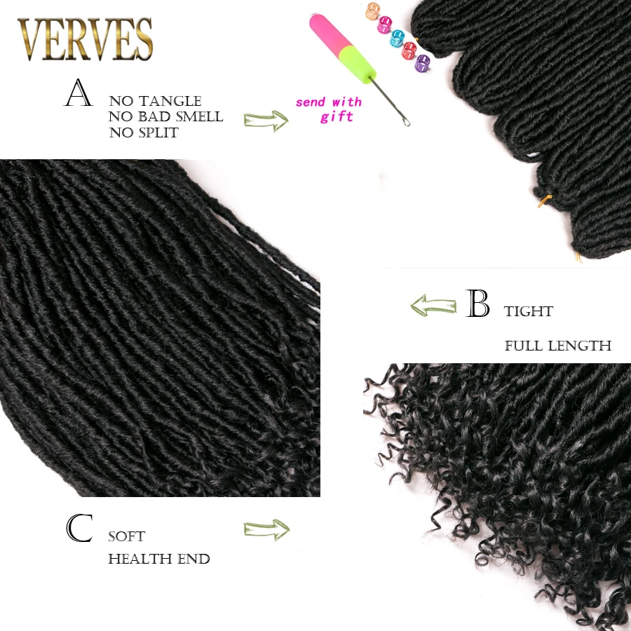 VERVES плетеные волосы для наращивания 18 дюймов дреды Джамбо косички синтетические