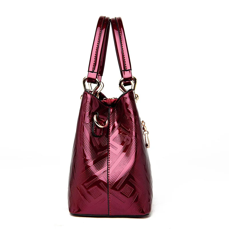 Beste 2019 Nieuwe Vrouwelijke Lederen Handtassen Luxe Handtassen Vrouwen Tassen Patent Leather Messenger Bags Hoge Kwaliteit Organizer Dames Bakken