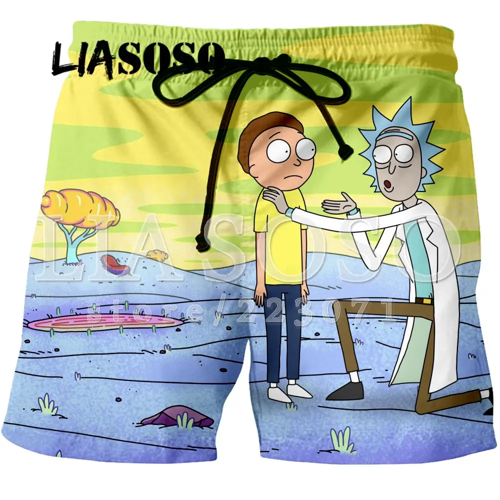 Мужские и женские шорты LIASOSO пляжные с 3D рисунком Рика Морти брендовая одежда для