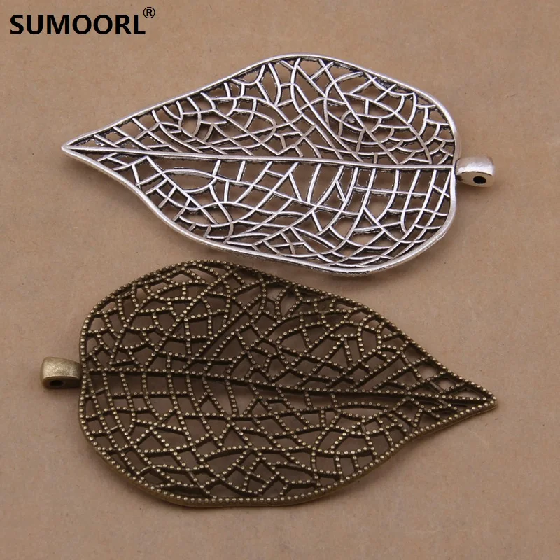 SUMOORL 4 шт./лот 80*49 мм большой полый лист прелести Jewelry Pandent Подвески браслет полые