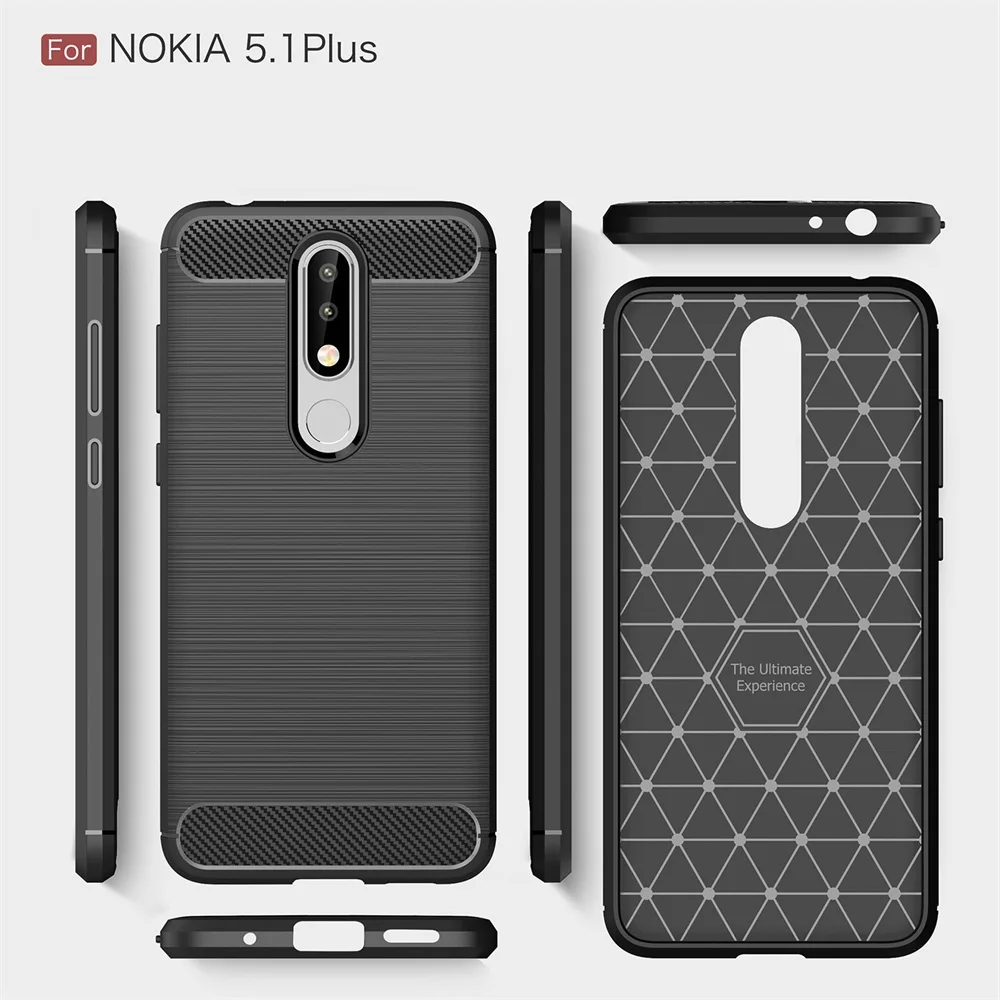 TRISEOLY чехол для телефона из углеродного волокна Nokia 5 1 Plus матовая ТПУ Резина