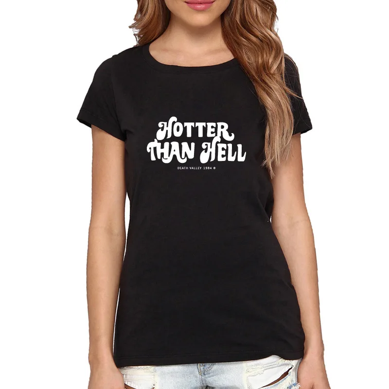 Новая женская и мужская футболка с надписью HOTTER THAN HELL хлопковая Повседневная
