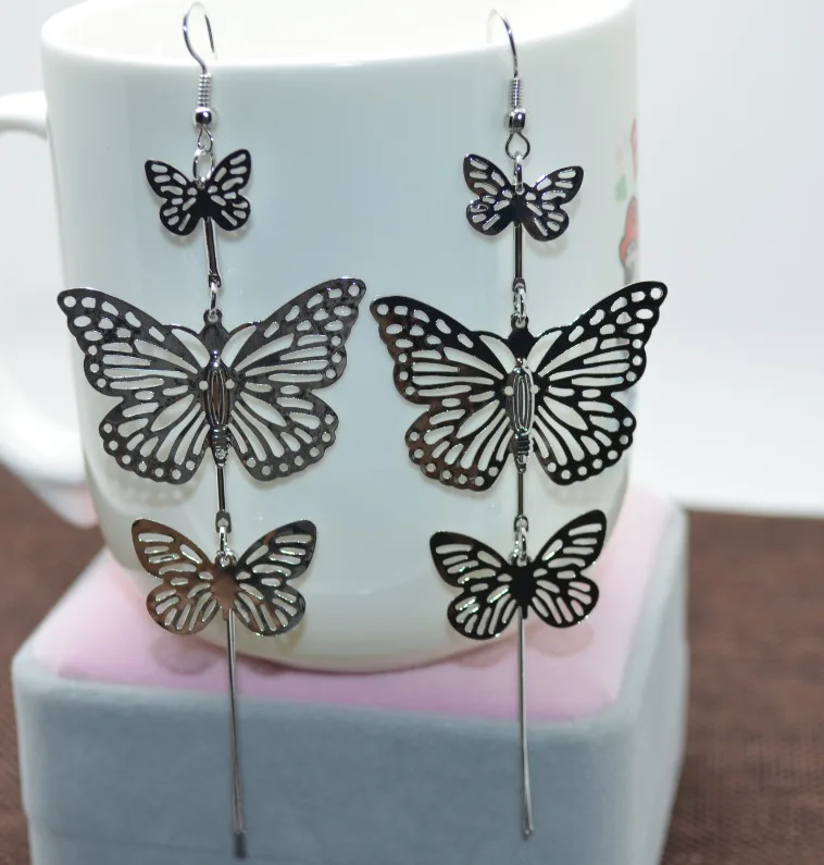 Женские длинные серьги подвески Boucle D'oreille Femme Pendante из сплава в форме бабочки с