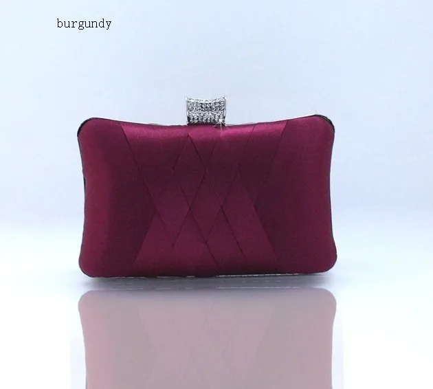 

Burgundy Chinese Women's Satin Rhinestone Handbag Hand Party Bridal Wedding Evening Bag Makeup Bag Free Shipping 7395-C