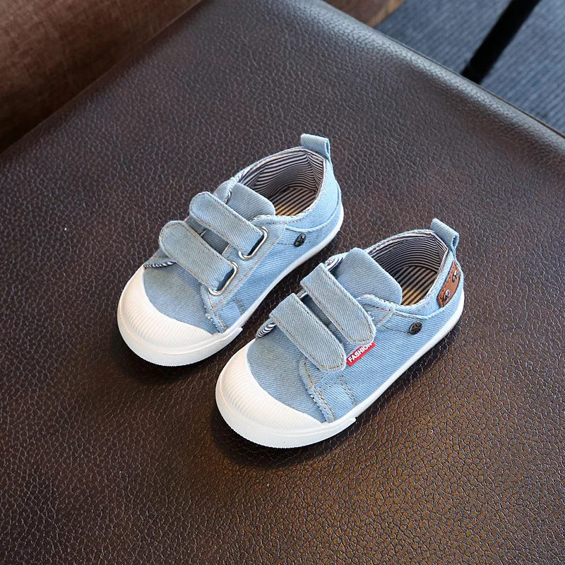 

2020 spring and autumn boys and girls denim canvas shoes wear-resistant solid single shoes children casual toddler shoes