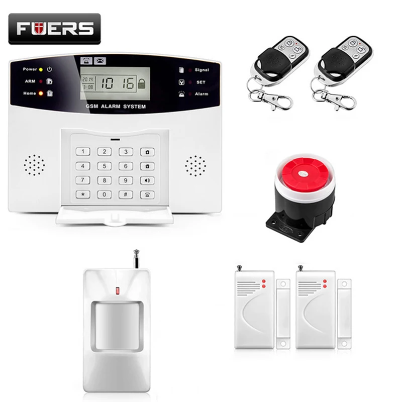 Kit 2 FUERS DP500 домашняя система охранной сигнализации металлический пульт дистанционного управления голосовой беспроводной дверной датчик ЖК-дисплей сирена комплект SIM SMS GSM сигнализация - Цвет: Kit 2