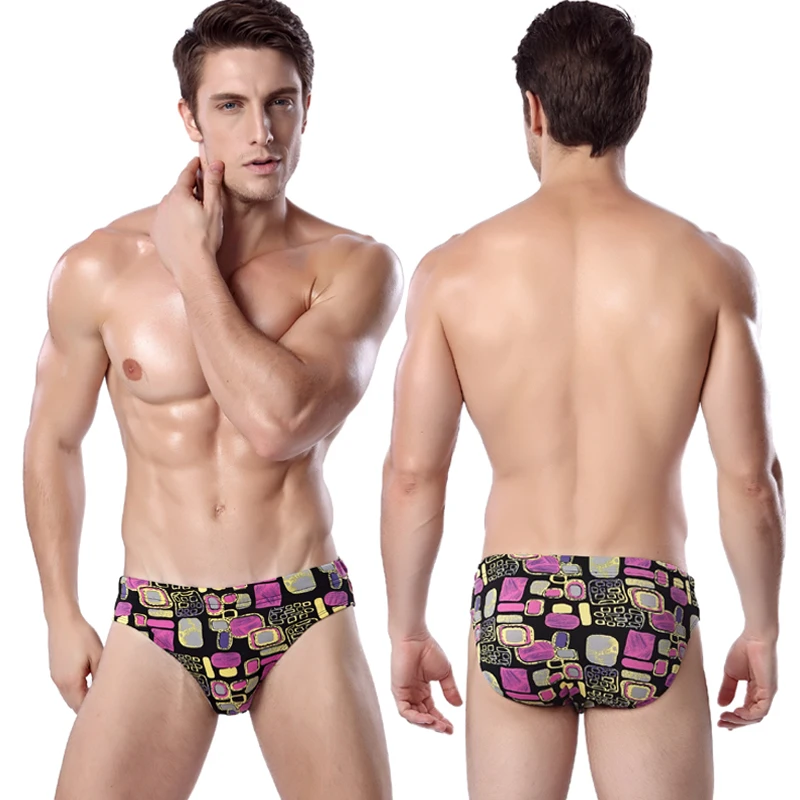 

SexeMara Print Classic Pattern Elastic Band adjustable tie Men swimsuit Biggest Plus size 3XL 2019 men Swimming shorts