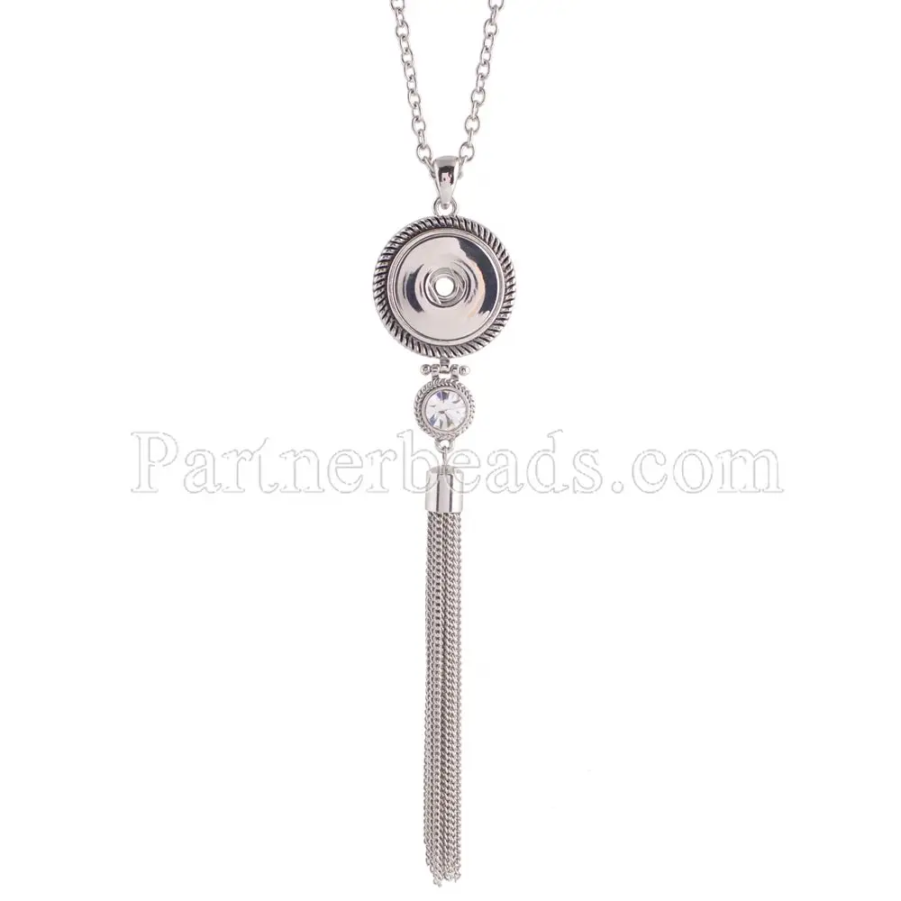 Collares de moda, колье с кисточкой, длинное ожерелье, серебряное покрытие, подвеска, ожерелье s для женщин, подходит для девушек, 18 мм, кнопка, ювелирное изделие - Окраска металла: KC0994