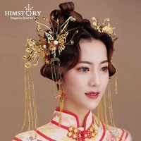vintage chinese hair styles classical jewelry traditional gold butterfly bridal headdress wedding hairwear hair accessory