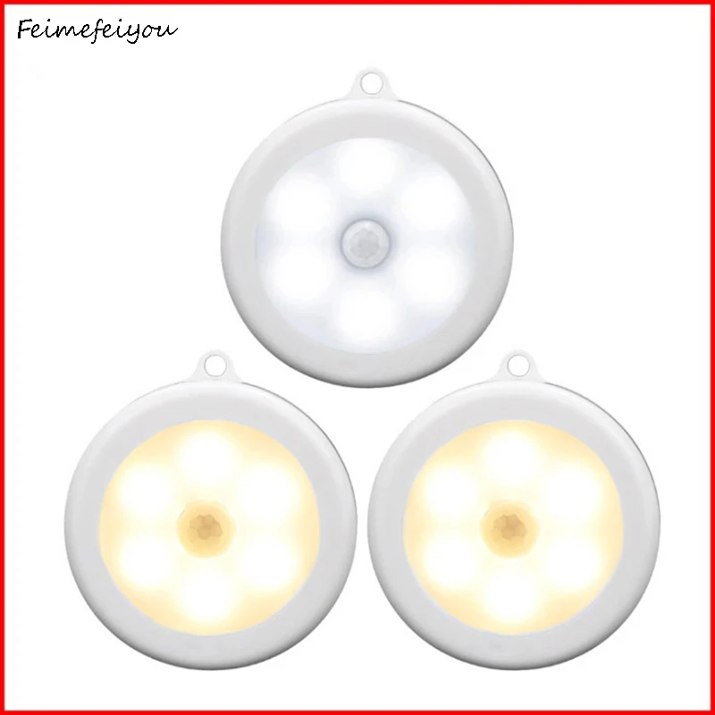 2021 LED Motion Sensor Night Light Indoor round lamp for Hallway Bathroom Bedroom Stairs Corridor | Лампы и освещение