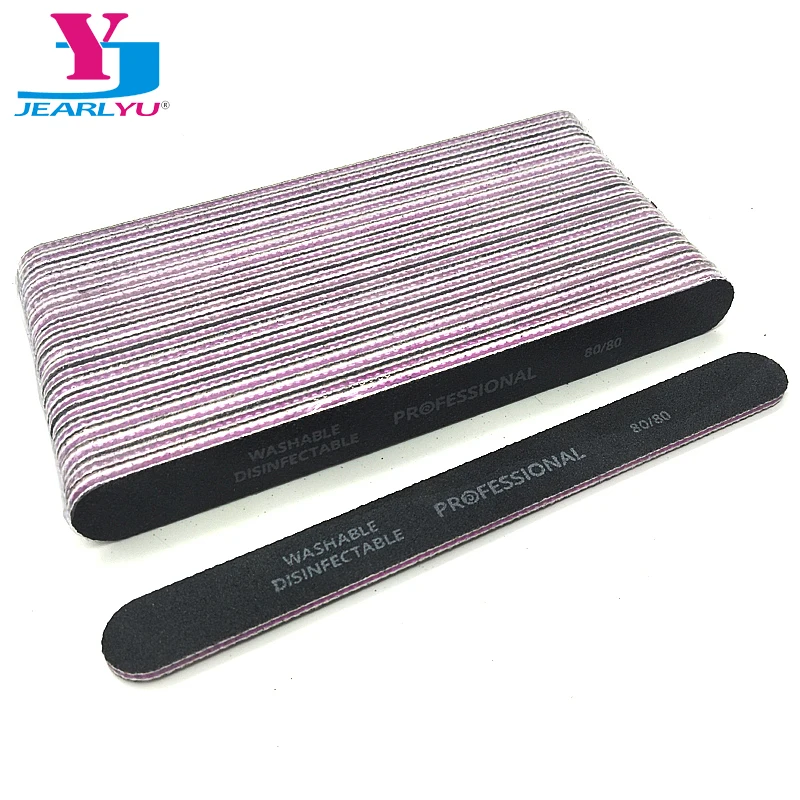 

50 Pcs/Lot Sanding Buffer Block Nail File 80/80 Black Straight Nail Files Polishing Remover Kits Manicure Pedicure Salon Tools