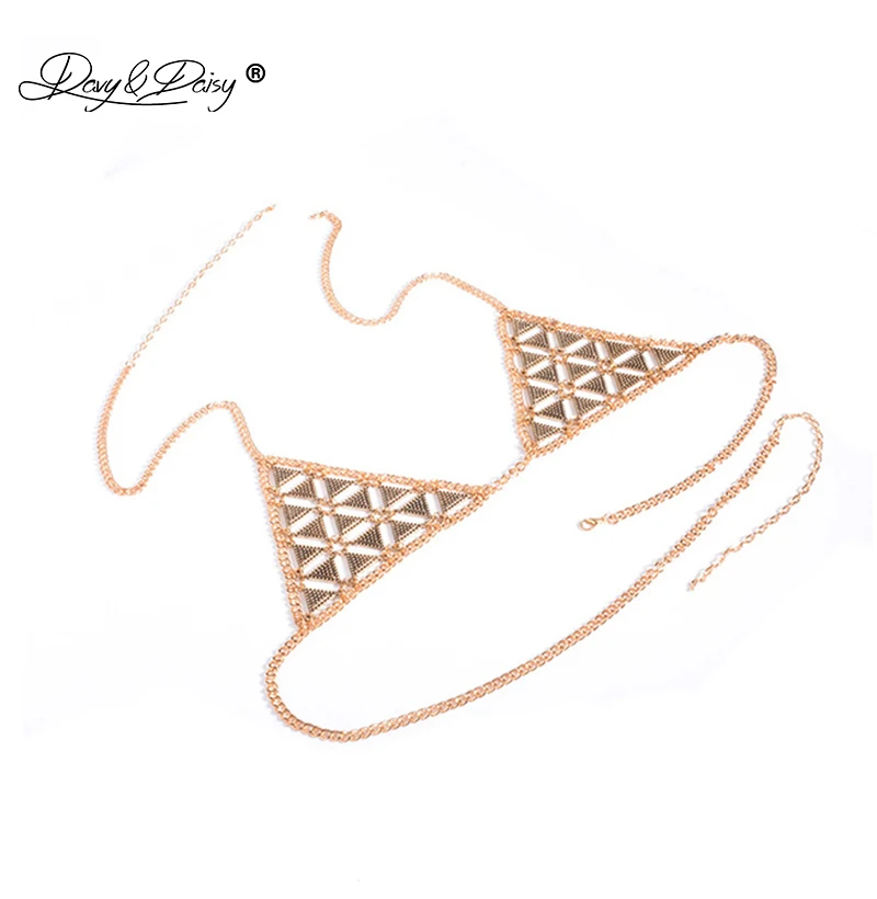 DAVYDAISY женский модный бюстгальтер с металлической цепочкой, Женский винтажный треугольник, сексуальное нижнее белье, укороченное нижнее белье эротические бюстгальтеры BR040