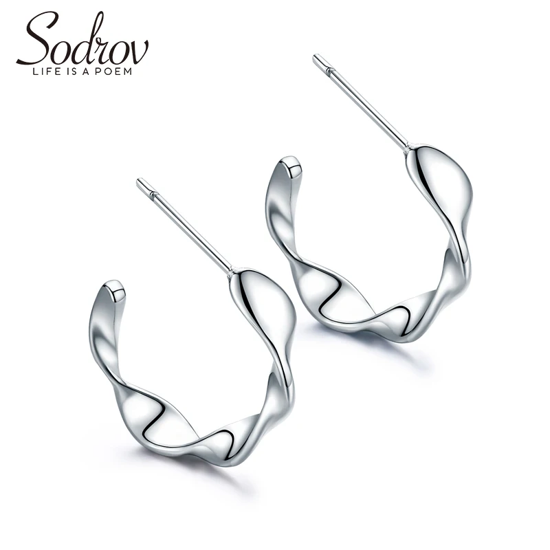 

Sodrov 925 Sterling Silver Simple Personality Earrings Stud for Women Silver 925 Earrings Jewelry Stud Earrings