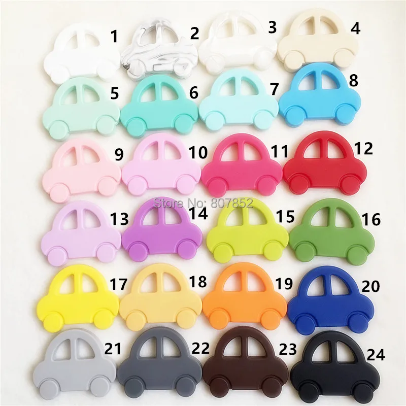 Chenkai 20PCS BPA Free Safe Silicone Car Teether DIY Baby Pacifier Dummy Teething Chewable Pendant Nursing Toy Accessories