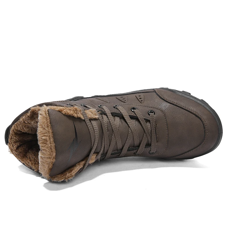 

Winter New Men Snow Boots Thick Plush Warm Male Ankle Boots Waterproof Non-slip Lace Up Outdoor Warm Hiking Tooling Boots Male