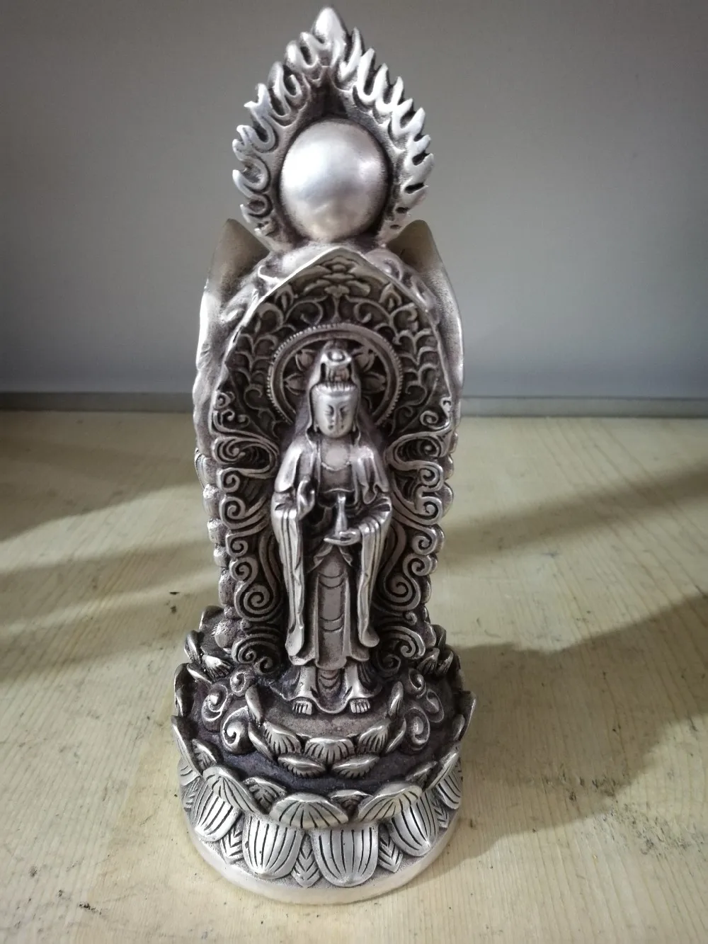 Китайская коллекция серебряное медное украшение трехсторонние предметы мебели