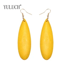 yuluch simple wood pendant earrings for girls four colors popular casual accessories for women