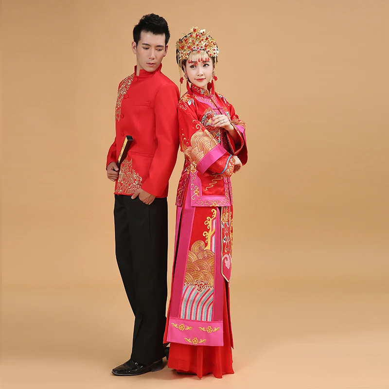 Красная туника для мужчин мужской cheongsam топ размера плюс традиционная китайская