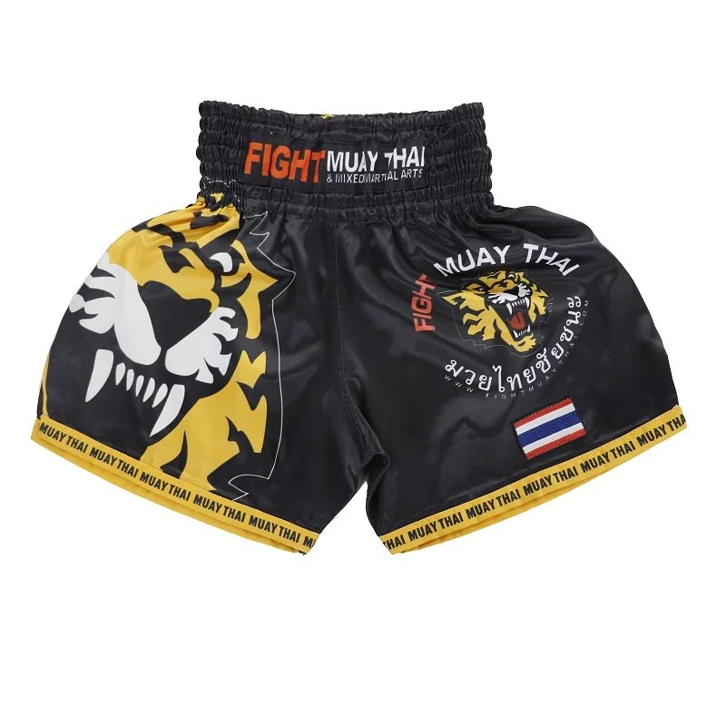 Черный Tiger Mens muay Thai шорты kick боксерские трусы MMA шорты Combat MMA kick boxing бразильские Jiu Jitsu BJJ шорты - Цвет: Черный