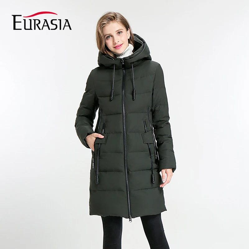 Eurasia 2017 New Women Winter Jacket Full Stand Collar Hooded Design Slim Outerwear Coat Warm Parka Lady Clothing Y1700010|warm parka|designer