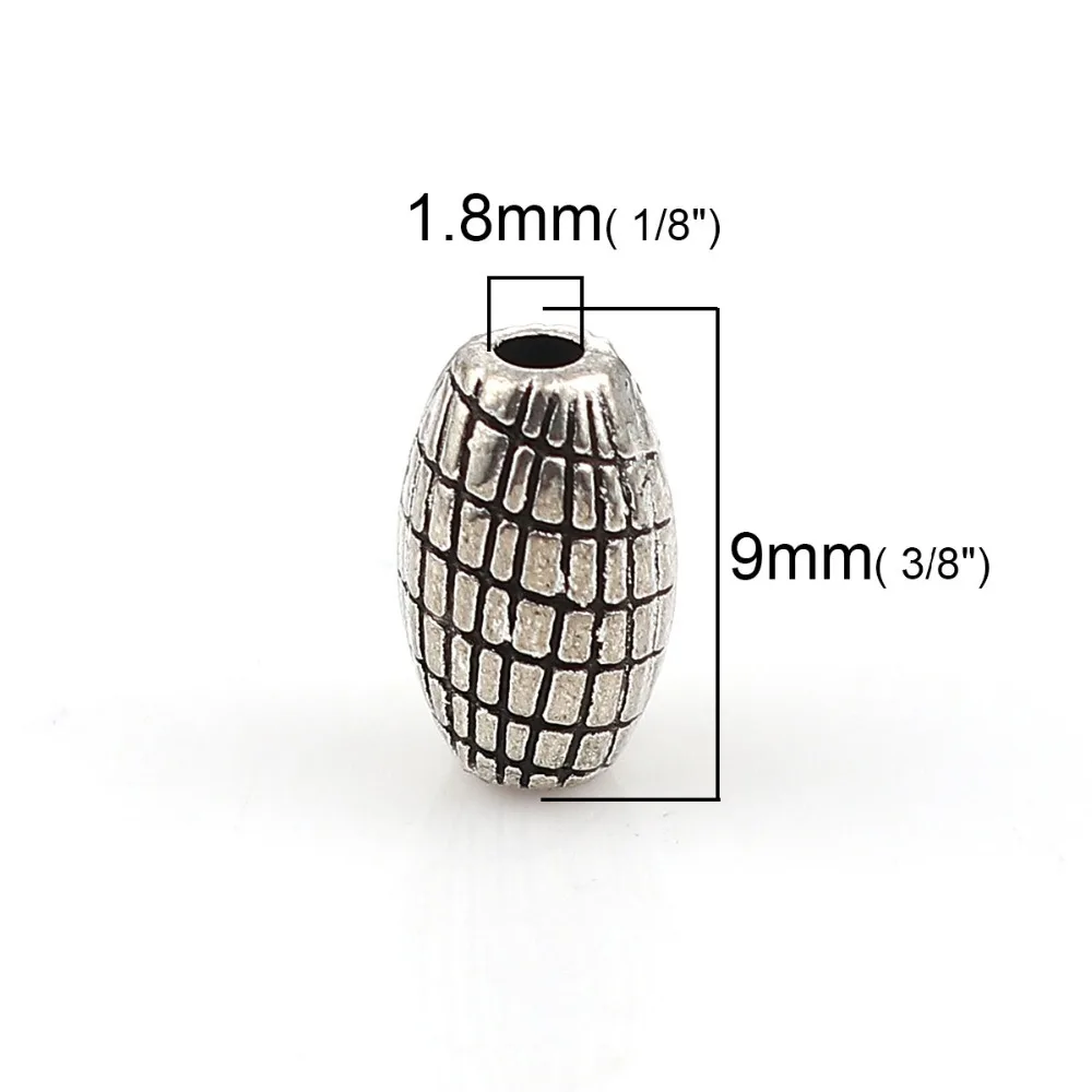 DoreenBeads Zinc Based Alloy Spacer Beads Drum Silver Color Grid Checker 9mm( 3/8&quot) x 6mm( 2/8&quot) Hole: Approx 1.8mm 50 PCs |