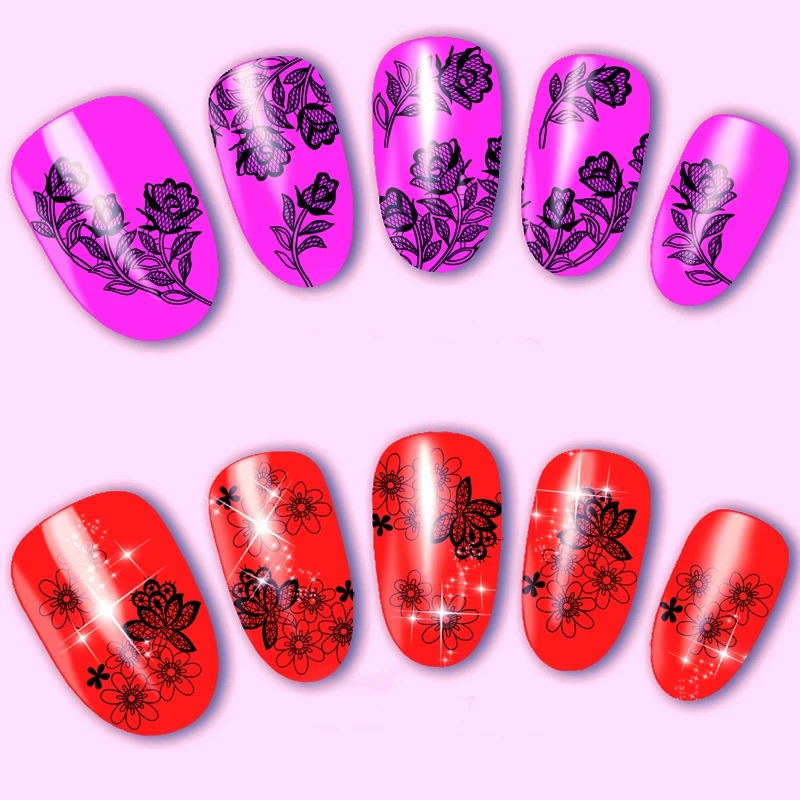 12 листов красивые переводные наклейки для ногтей украшения инструменты маникюра