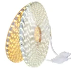 Светодиодная водонепроницаемая лента LAIMAIK SMD5050, гибкая уличная садовая лампа с вилкой европейского стандарта, 220 В переменного тока, 60 светодиодовм