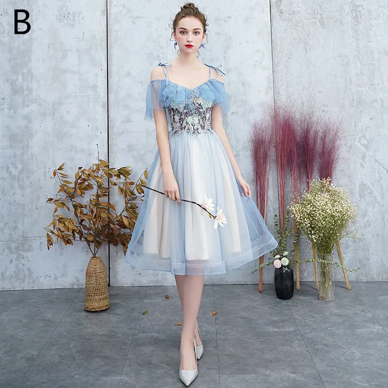 Beauty Emily Bridesmaid, короткий крем, модный светильник, синий цвет, длина по щиколотку, свадебное платье для выпускного вечера, праздничные платья для встречи выпускников