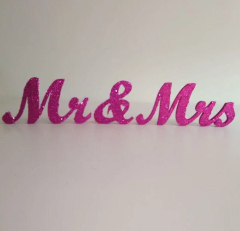 Бесплатная доставка Фиолетовый Блеск Подпись г-н мисс Вуд слово Свадебные