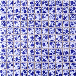 1 pc blue flower Синий и белый цветочный фарфор керамическая мозаика DIY Сад Санузел для ванной комнаты стены напольная плитка 25 мм - Цвет: 1 pc blue flower