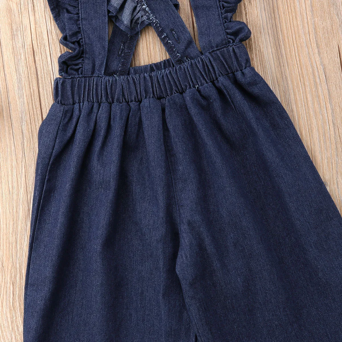 Детский джинсовый комбинезон с оборками для девочек|Ромперы| |