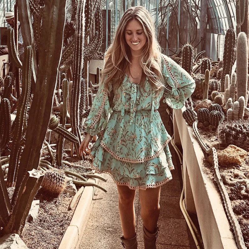 Bellflower Gypsy Playdress платье летнее платье с длинными рукавами мини-Женские платья из вискозы SEI Separty Boho платье Vestidos Rode