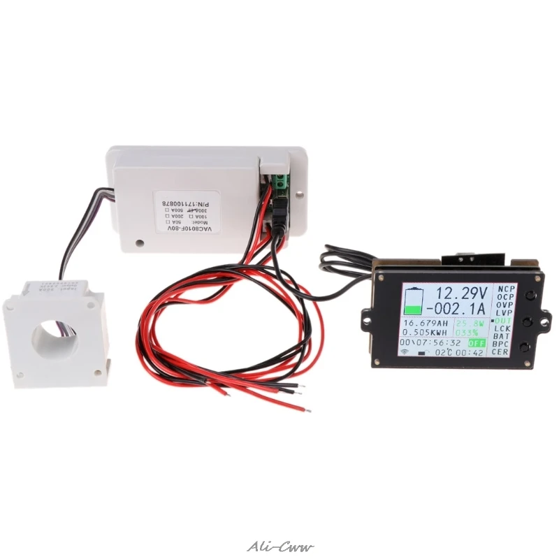 

Wireless Multifunction Voltmeter Ampere Meter DC 0-80V 0-300A with Hall Sensor Wireless Data Transmission Hall Sensor color LCD