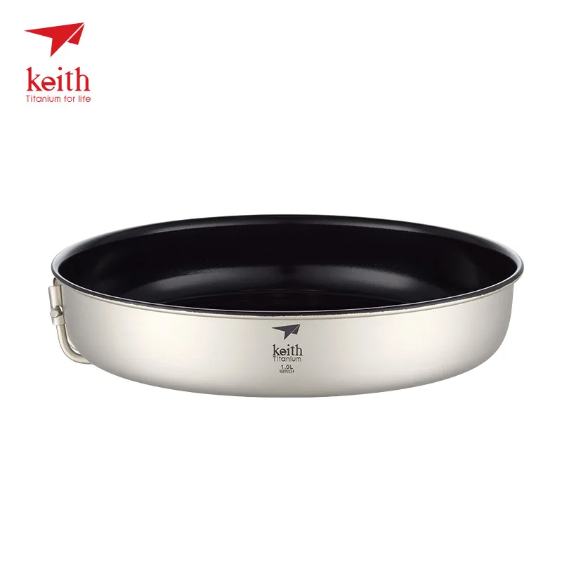 Non-stick frying pan Keith титановая сковорода с антипригарным покрытием со складной ручкой для походов на открытом воздухе, походов, самостоятельного вождения, сверхлегкая портативная кухонная посуда, сковорода - Цвет: Non-stick frying pan
