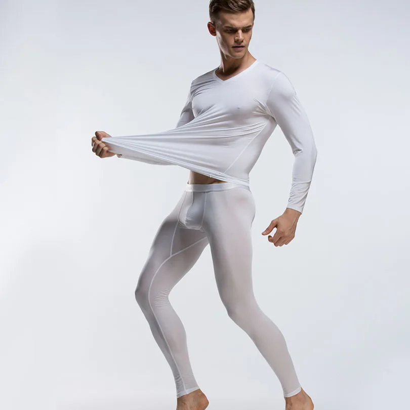 Мужское одноцветное нижнее белье подштанники с низкой посадкой тонкое