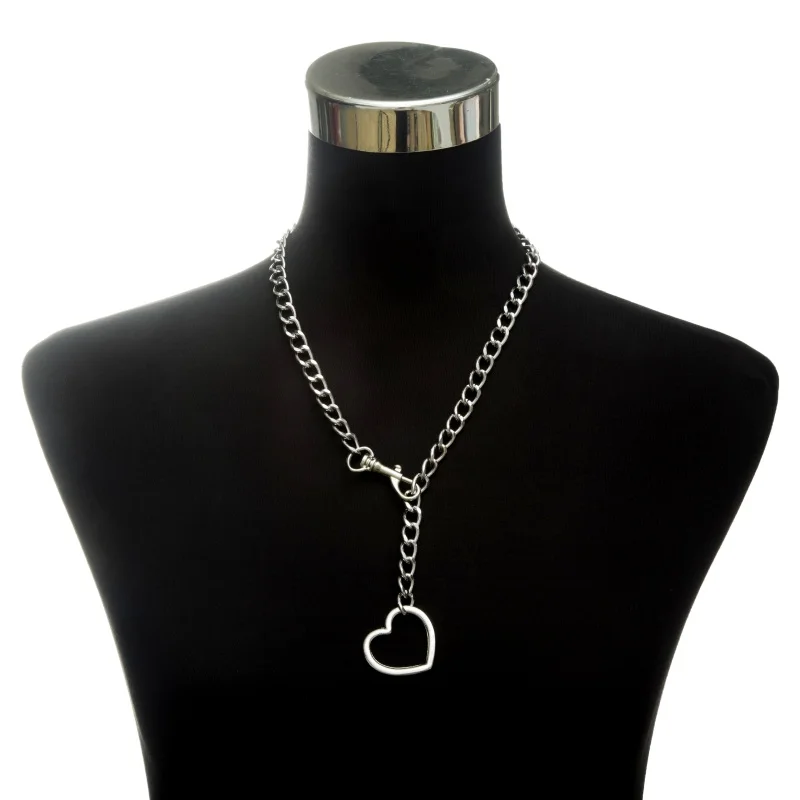 silver Модная Серебряная цепочка, колье, ожерелье для женщин/мужчин, длинная цепочка, ожерелье, подвеска в стиле панк-рок, готика, металлическая цепочка, воротник с круглым вырезом - Окраска металла: silver
