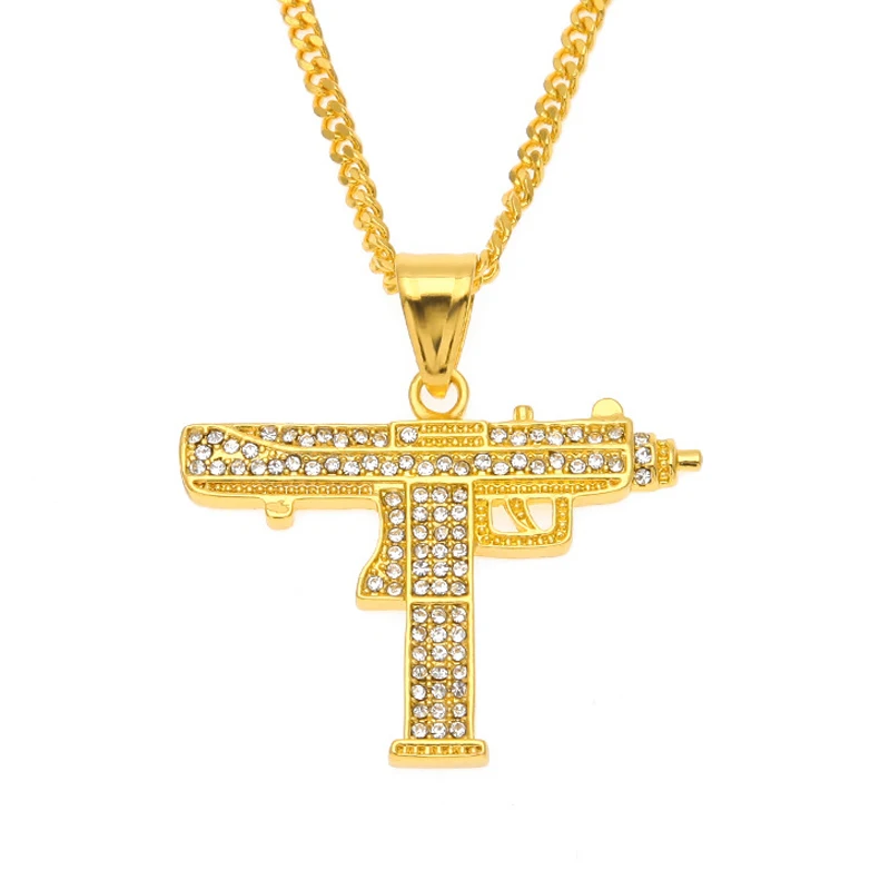 В стиле хип хоп Полный Стразы ограненные Bling лед из CS GO кулоны с оружием подойдет в